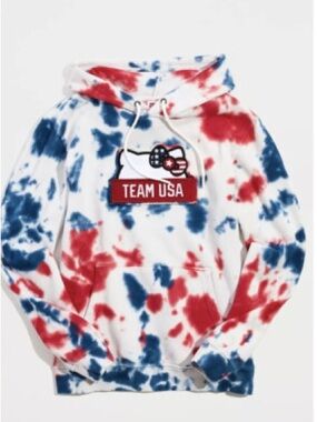 Unisex Hello KittyTeam USA Tie-Dye Hooded Sweatshirt - Red & Blue Size S